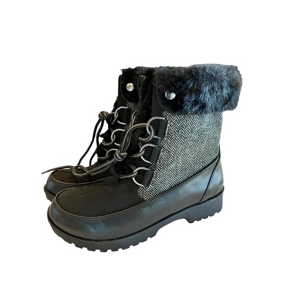 JBU Herringbone Womens winter boots size 6 Lace up Ankle Boots Black NEW… - Picture 2 of 9